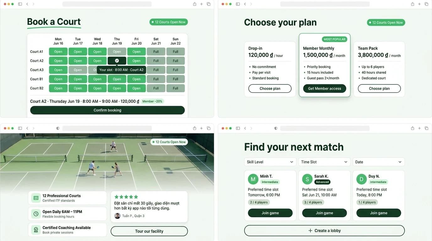 Website Đặt Sân Pickleball – ảnh 3